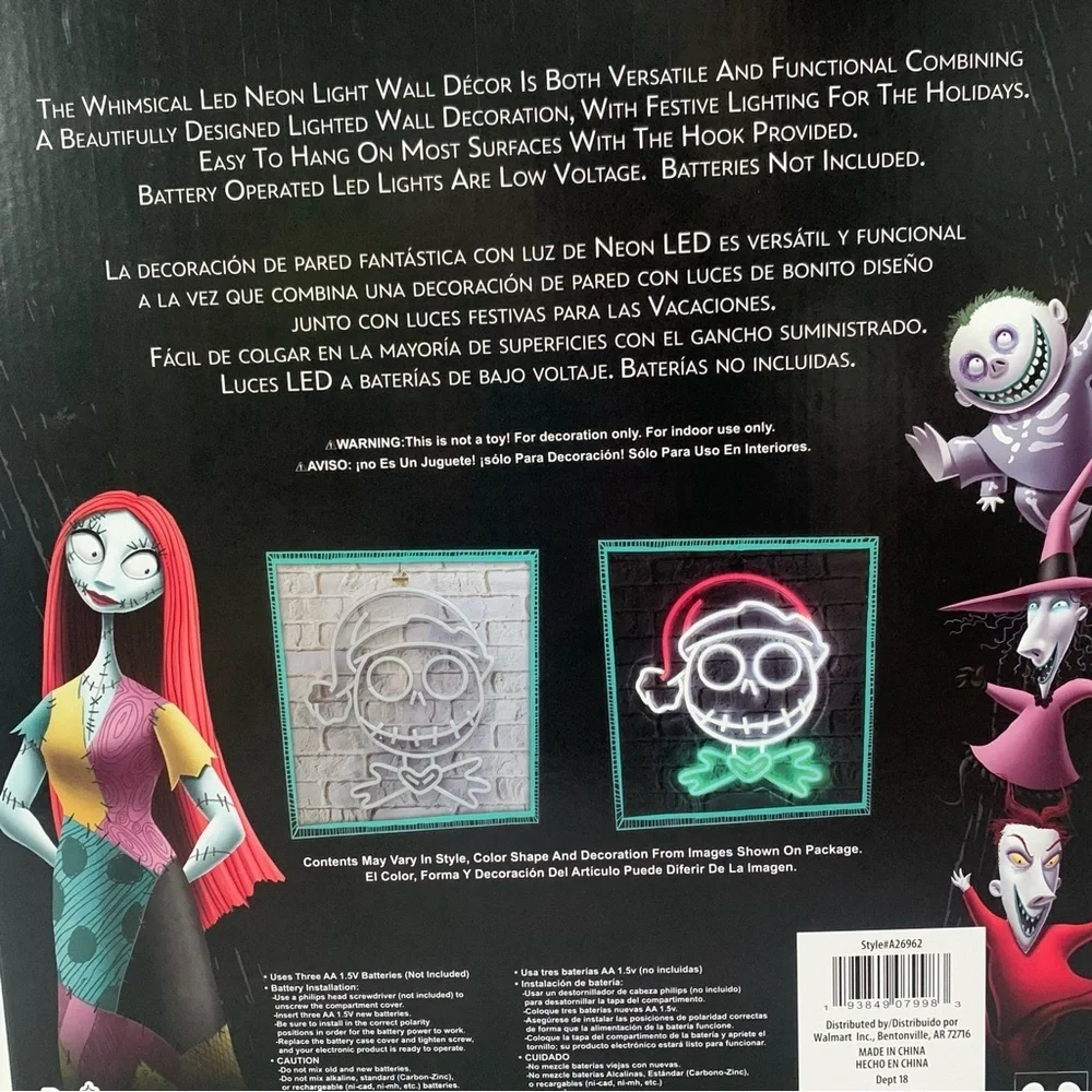 NIB. DISNEY The Nightmare Before Christmas Neon Light Wall Décor